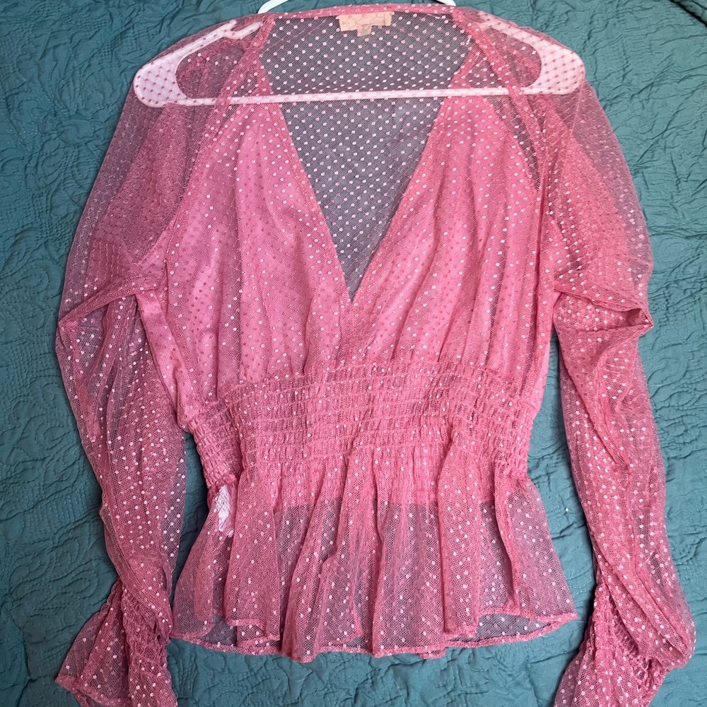 Sheer Pink Polka Dot Blouse